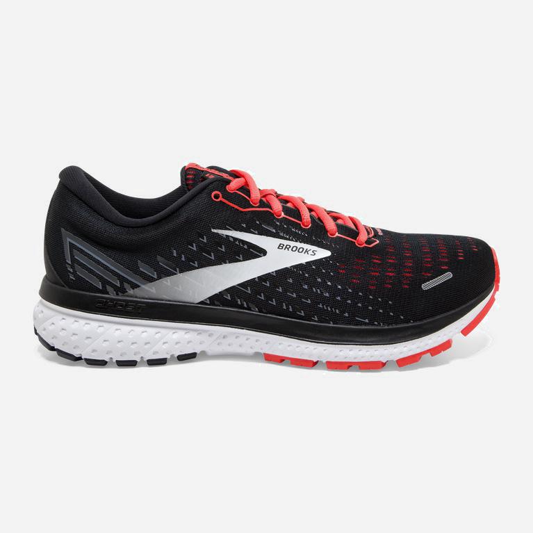 Brooks Ghost 13 Womens Road Running Shoes - Black/Ebony/grey Charcoal/Coral - Philippines (534928VZA